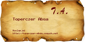 Toperczer Absa névjegykártya